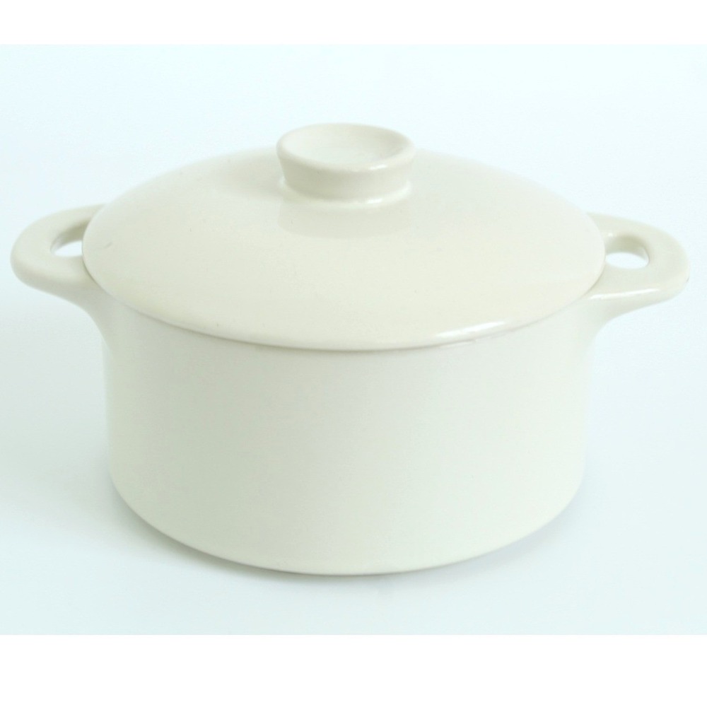 Brocc Your‎ Body Ceramic Mini Cocotte with Lid Cream Stoneware 4.5 inch